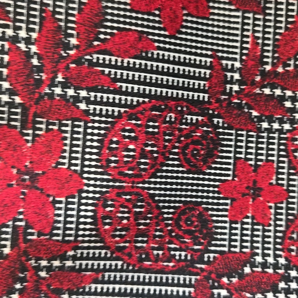 Maggie L-Blk/white plaid straight stretchy dress with red floral print Sz 6. - Picture 5 of 9